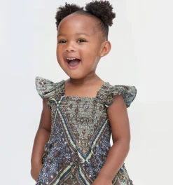 The Baby Ellie Nap Dress in Olive Equestrian Scarf