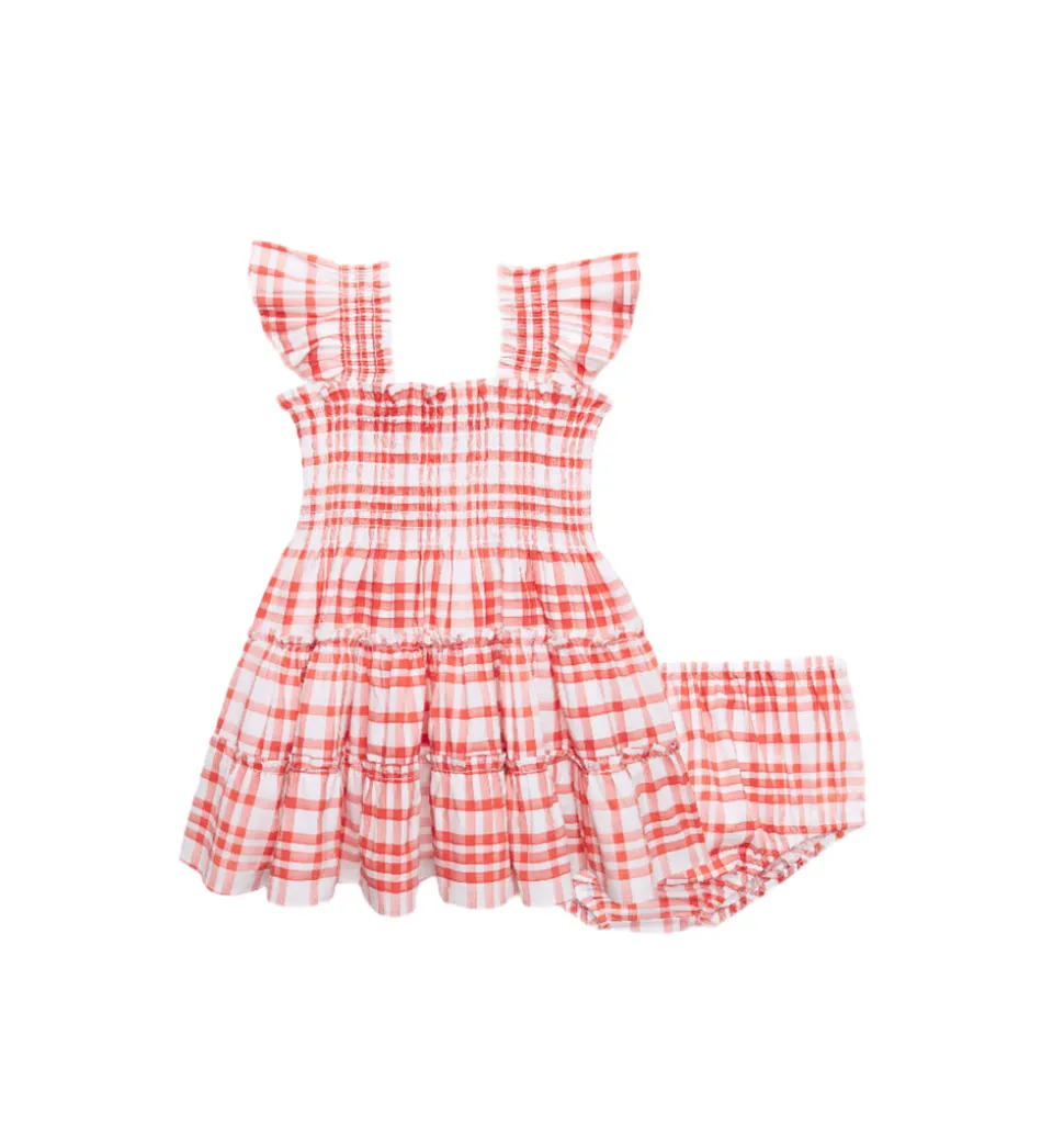 The Baby Ellie Nap Dress in Cherry Watercolor Gingham