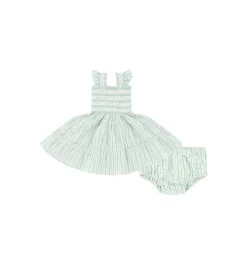 The Baby Ellie Nap Dress in Apple Green Stripe