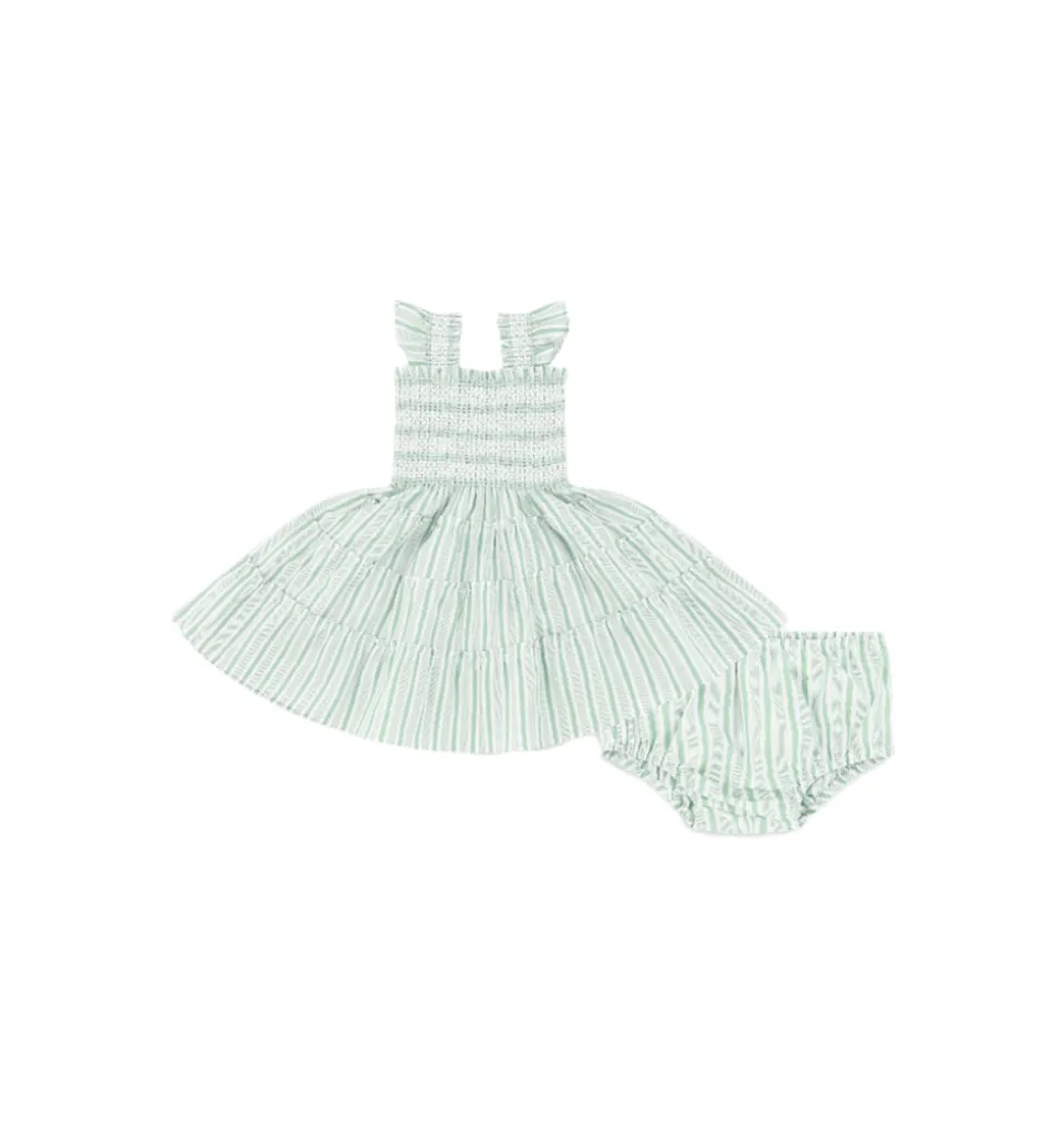 The Baby Ellie Nap Dress in Apple Green Stripe