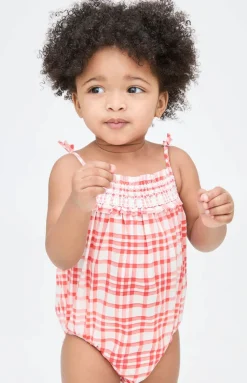 The Baby Kendall Bubble in Cherry Watercolor Gingham
