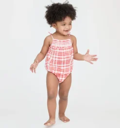The Baby Kendall Bubble in Cherry Watercolor Gingham