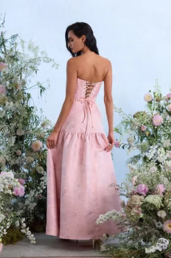 The Beatrice Dress in Light Pink Windsor Brocade