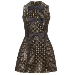 The Blythe Bow Dress in Metallic Brocade