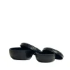 The Box in Black Leather Lace Trim, Set of 2