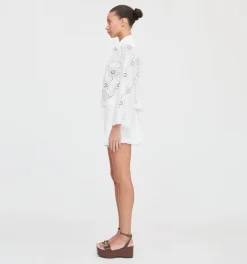 The Celia Top in White Trellis Broderie