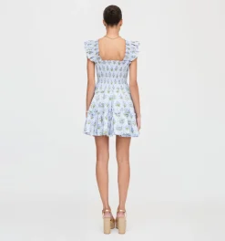 The Charlotte Nap Dress in Blue Block Print
