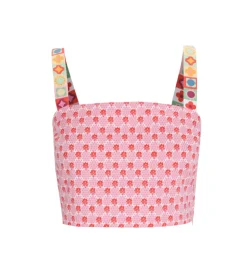 The Clara Crop Top in Pink Cala Check