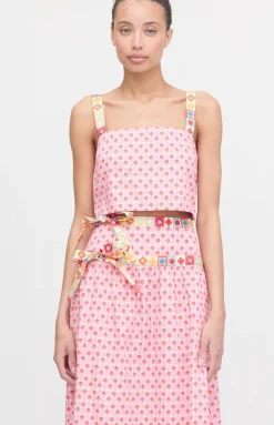 The Clara Crop Top in Pink Cala Check