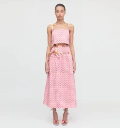 The Clara Crop Top in Pink Cala Check