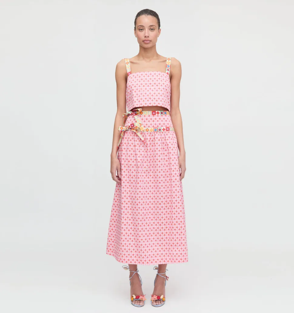 The Clara Crop Top in Pink Cala Check
