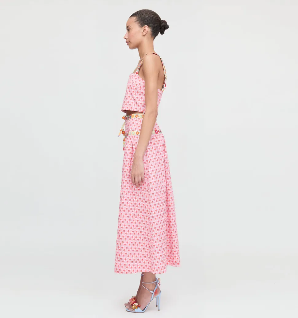 The Clara Crop Top in Pink Cala Check