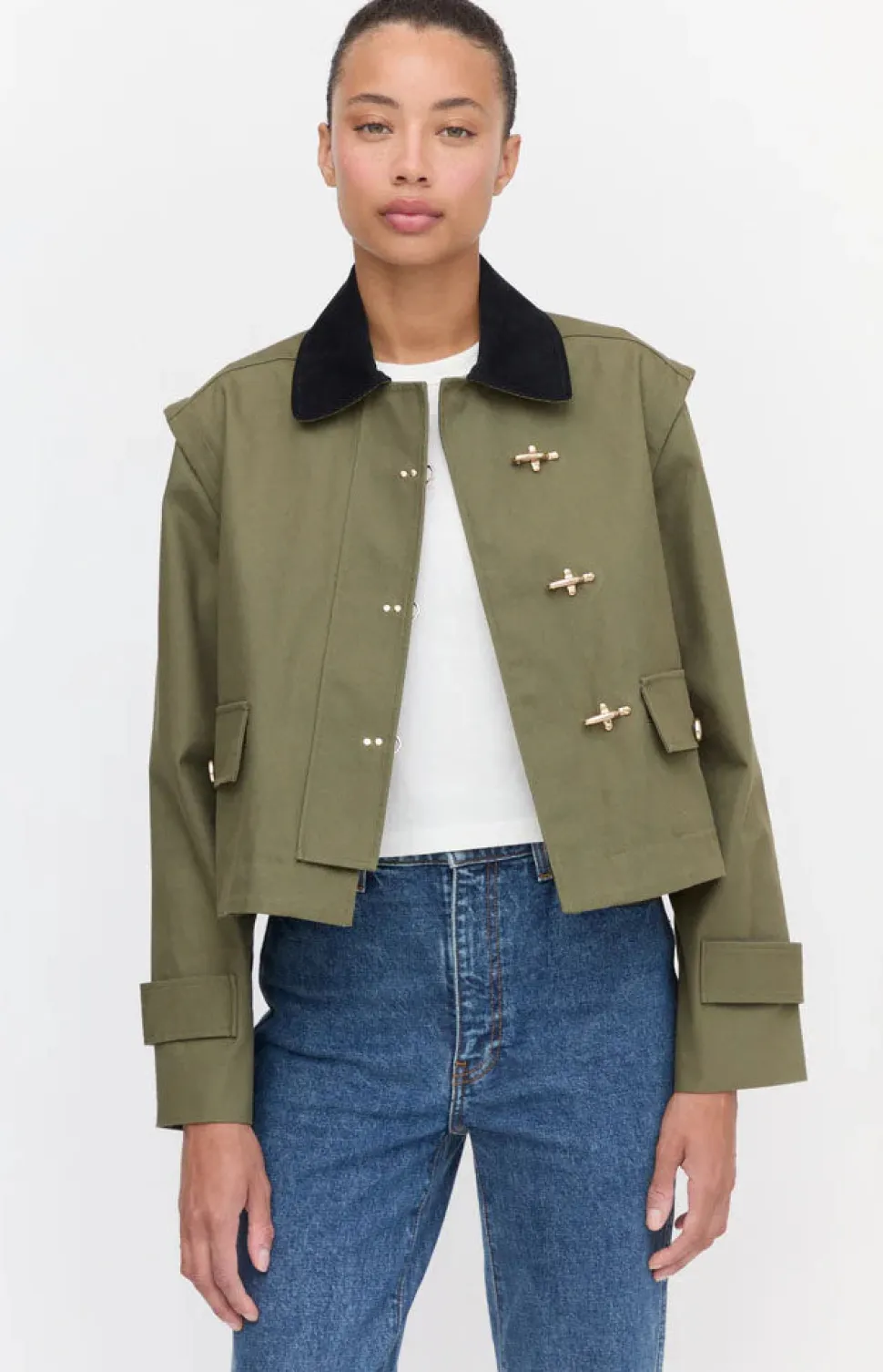 The Clarisse Jacket in Olive Canvas