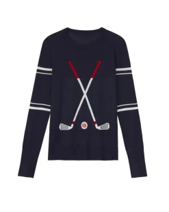 The Club Sweater in Navy Stripe