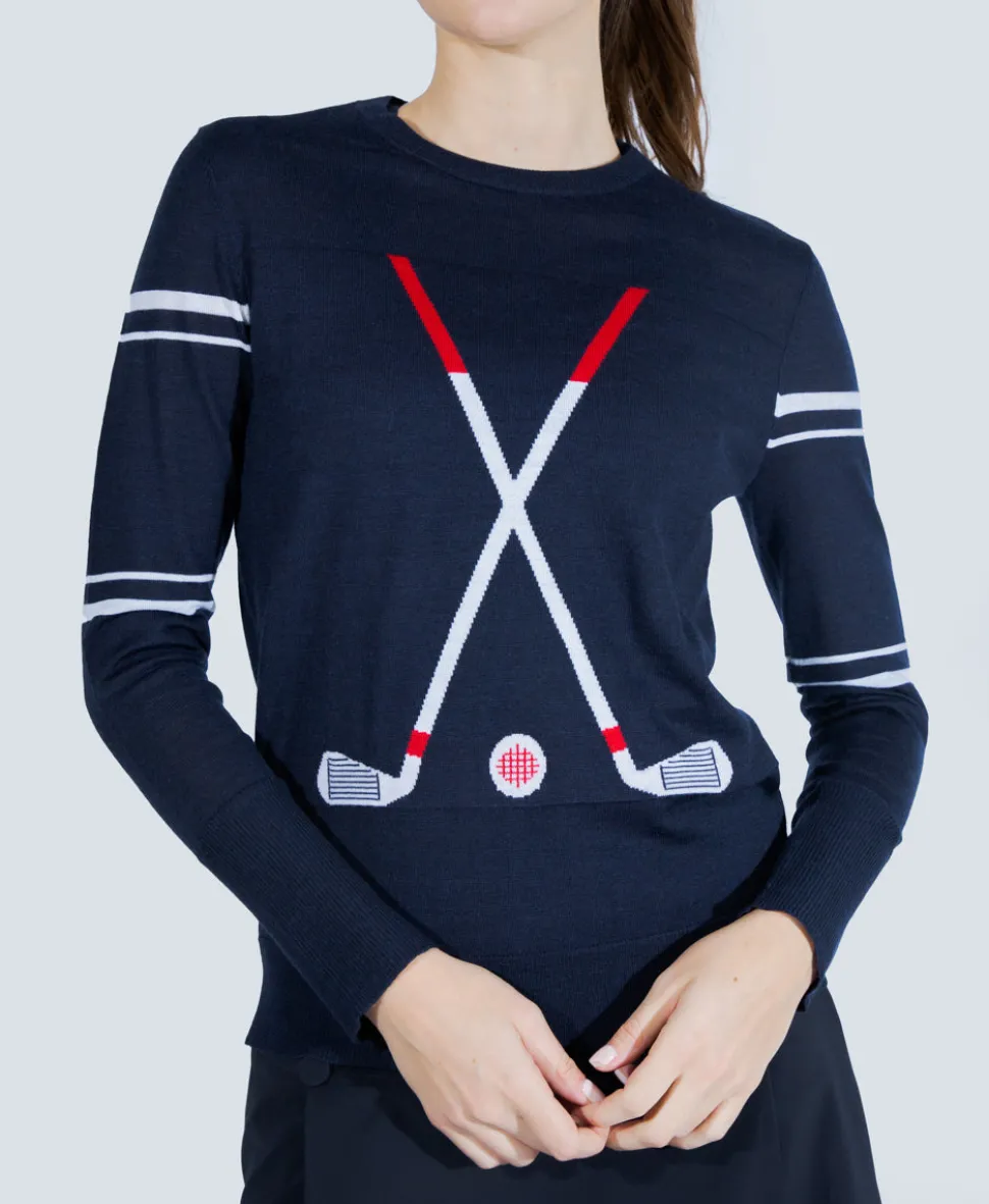 The Club Sweater in Navy Stripe