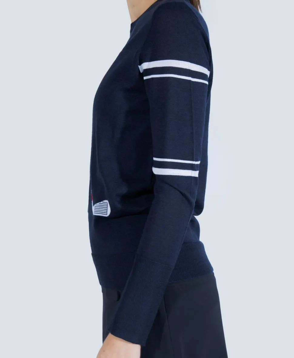 The Club Sweater in Navy Stripe