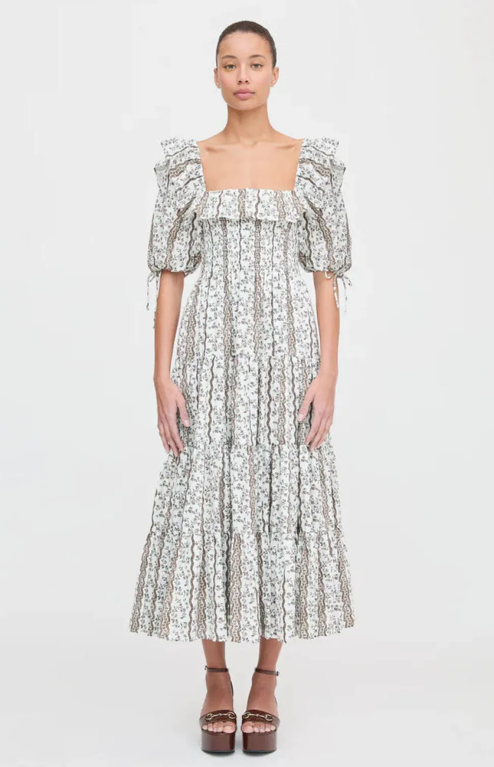 The Corinne Nap Dress in Mocha Provence Floral