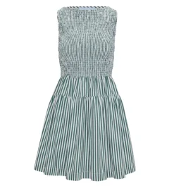 The Cosima Mini Nap Dress in Green Stripe