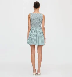 The Cosima Mini Nap Dress in Green Stripe