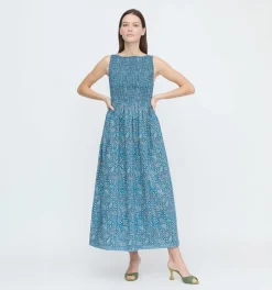 The Cosima Nap Dress - Navy Calico Trellis