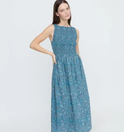 The Cosima Nap Dress - Navy Calico Trellis