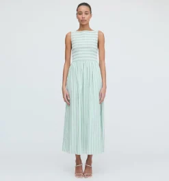 The Cosima Nap Dress in Apple Green Stripe