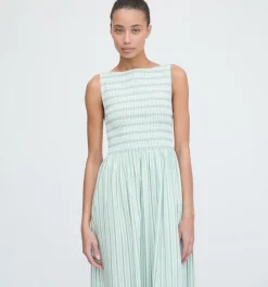 The Cosima Nap Dress in Apple Green Stripe