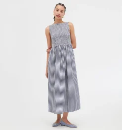 The Cosima Nap Dress in Navy Stripe