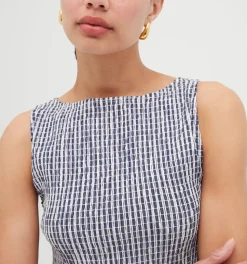 The Cosima Nap Dress in Navy Stripe