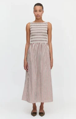 The Cosima Nap Dress in Rust Stripe