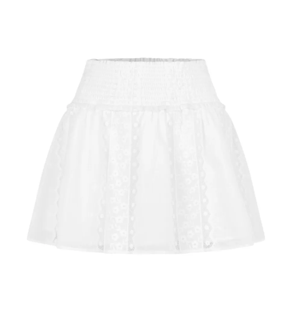 The Delphine Mini Nap Skirt - White Broderie Voile