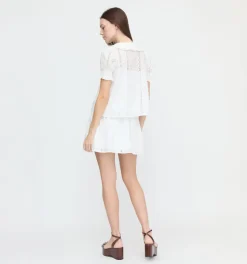 The Delphine Mini Nap Skirt - White Broderie Voile