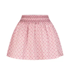 The Delphine Mini Nap Skirt in Rose Circular Lattice
