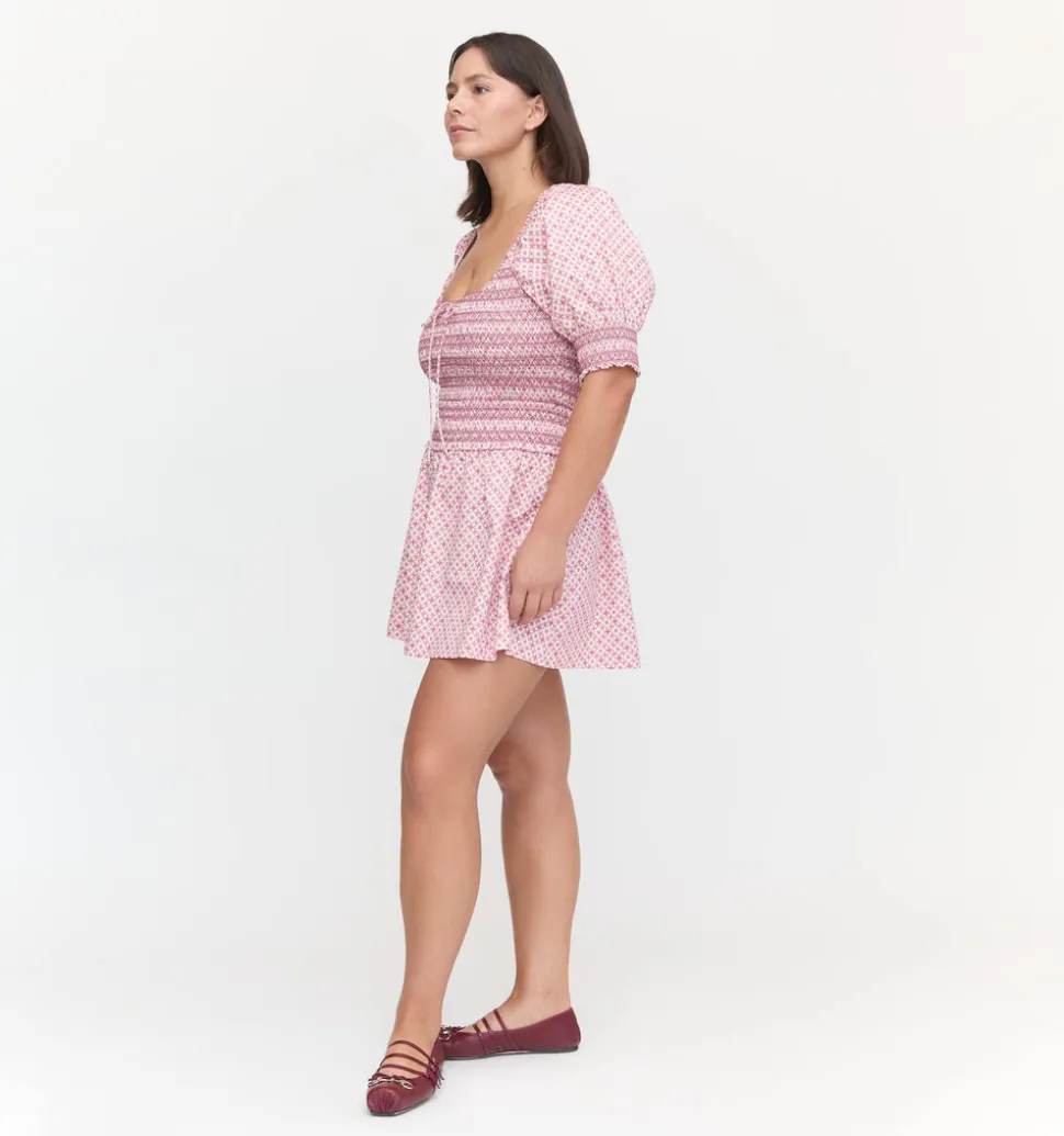 The Delphine Mini Nap Skirt in Rose Circular Lattice