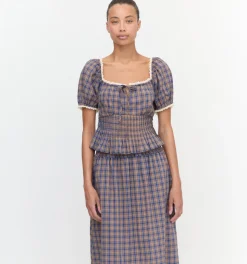 The Delphine Nap Skirt in Brown Spencer Plaid