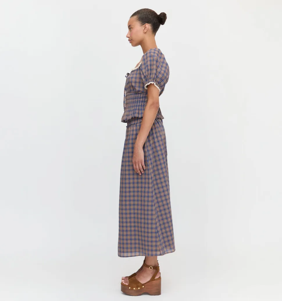 The Delphine Nap Skirt in Brown Spencer Plaid