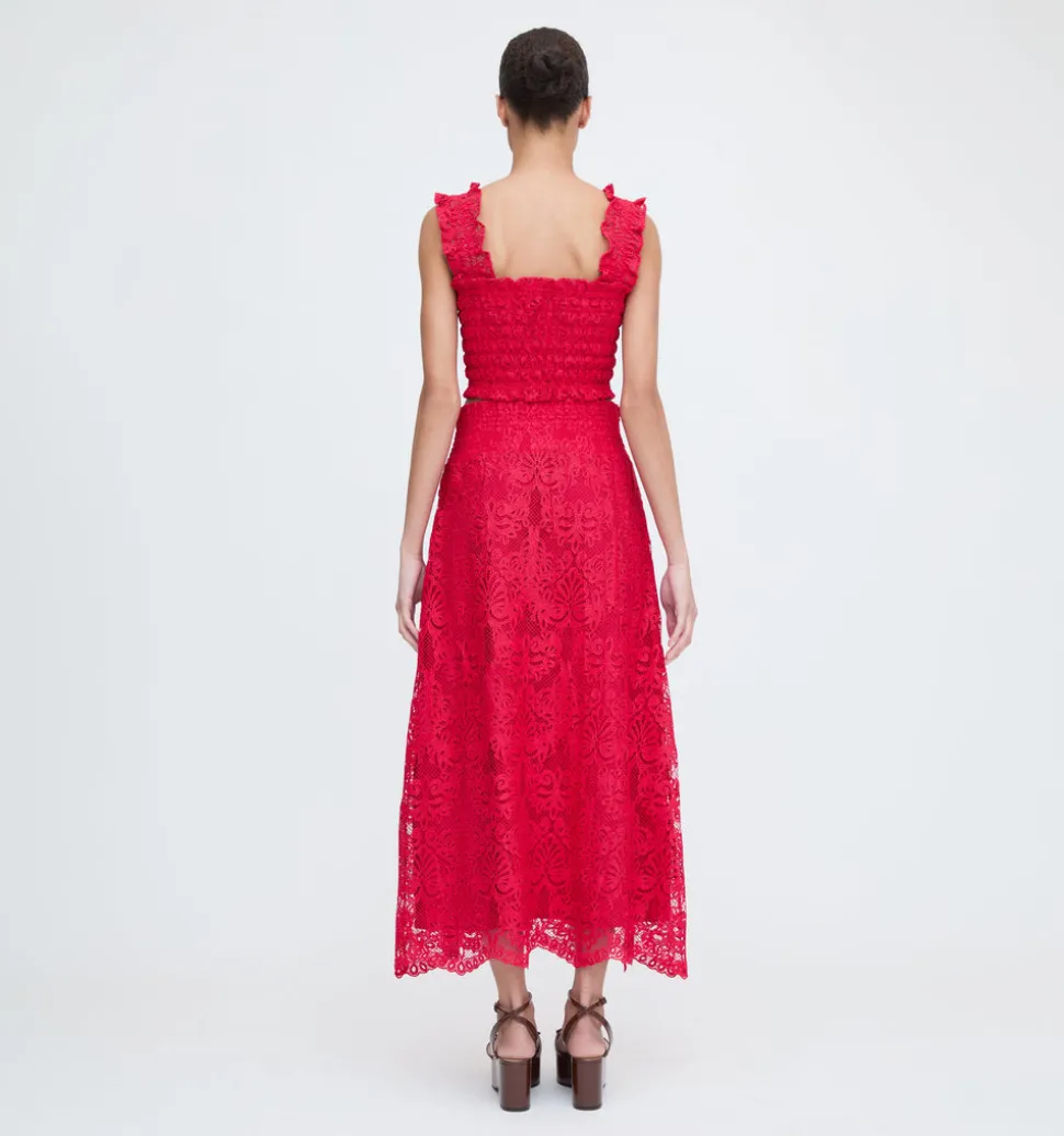 The Delphine Nap Skirt in Cerise Lace