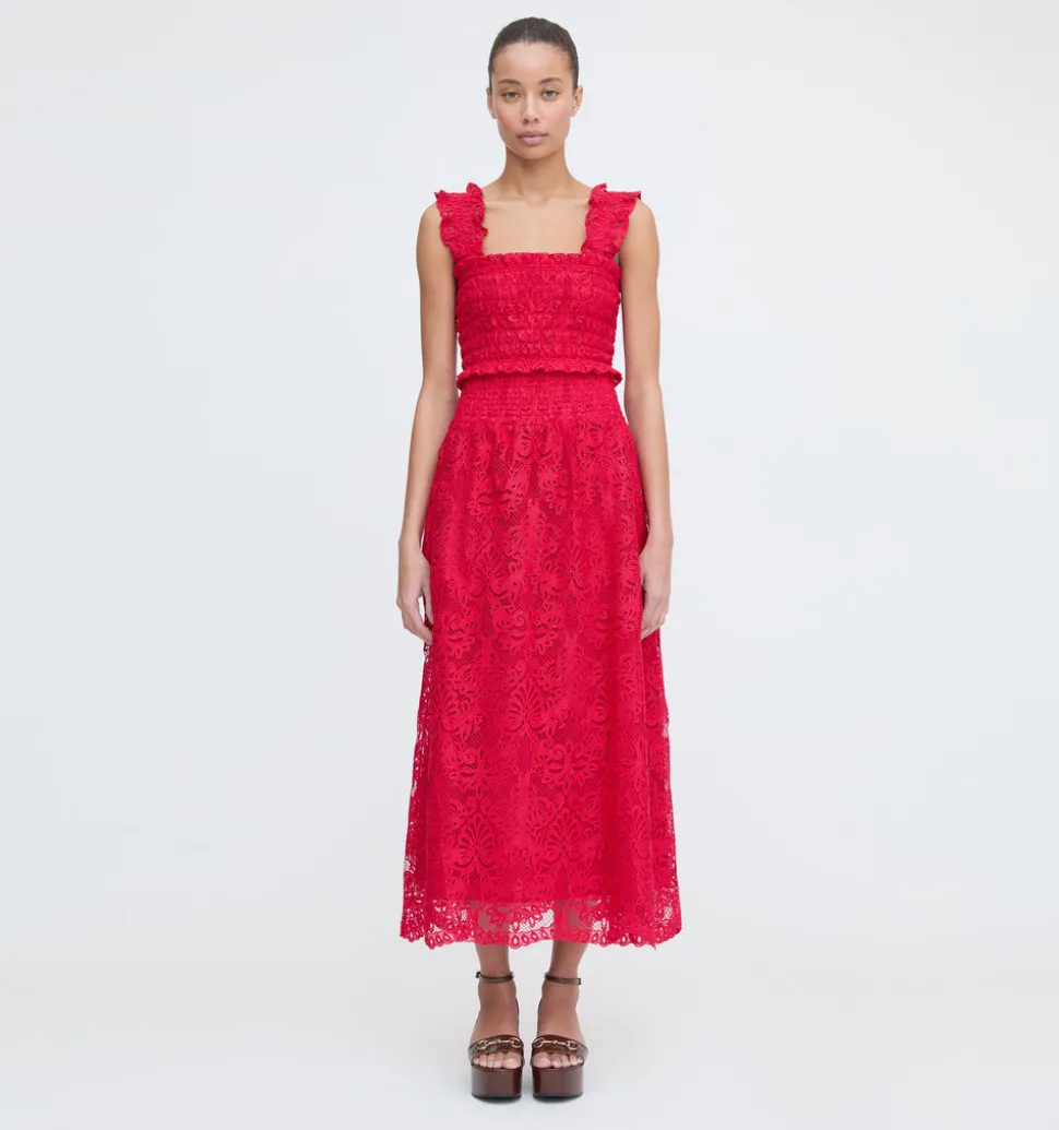 The Delphine Nap Skirt in Cerise Lace
