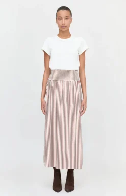 The Delphine Nap Skirt in Rust Stripe
