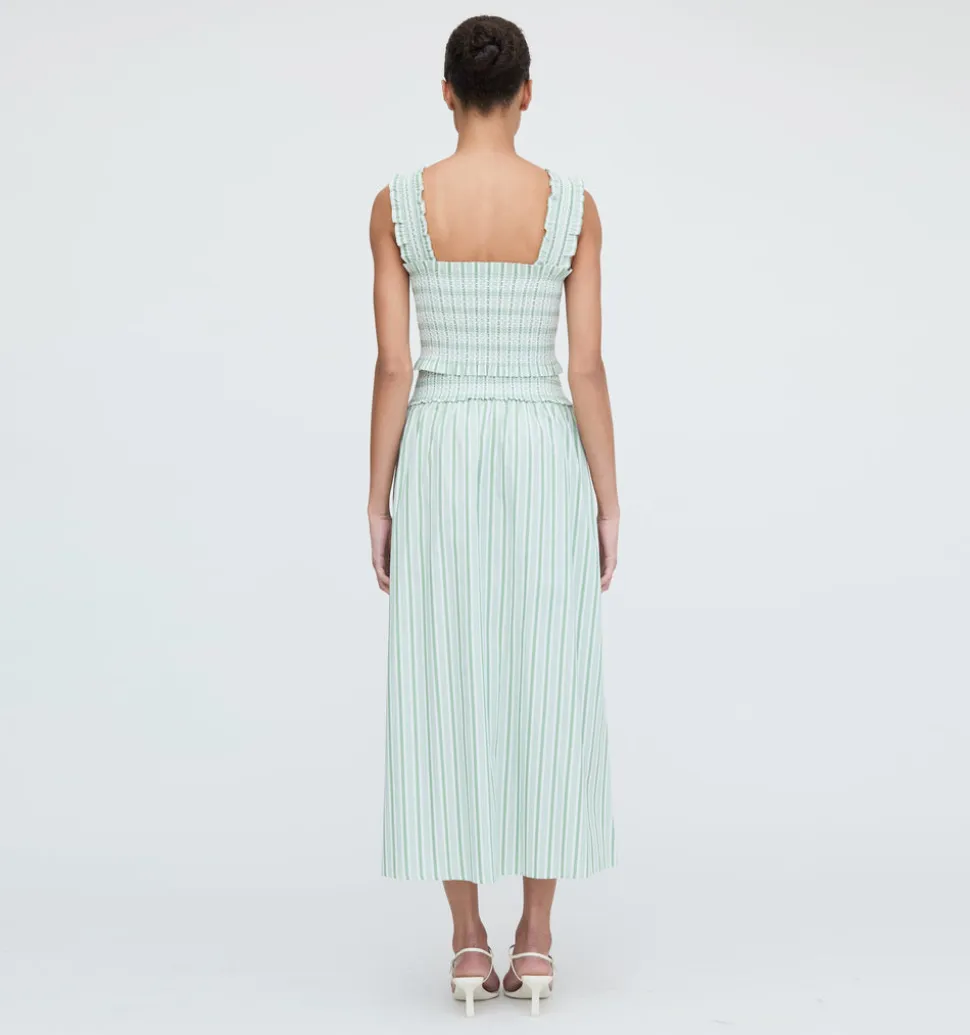 The Delphine Nap Skirt in Apple Green Stripe