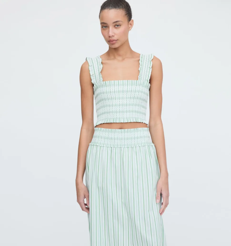 The Delphine Nap Skirt in Apple Green Stripe