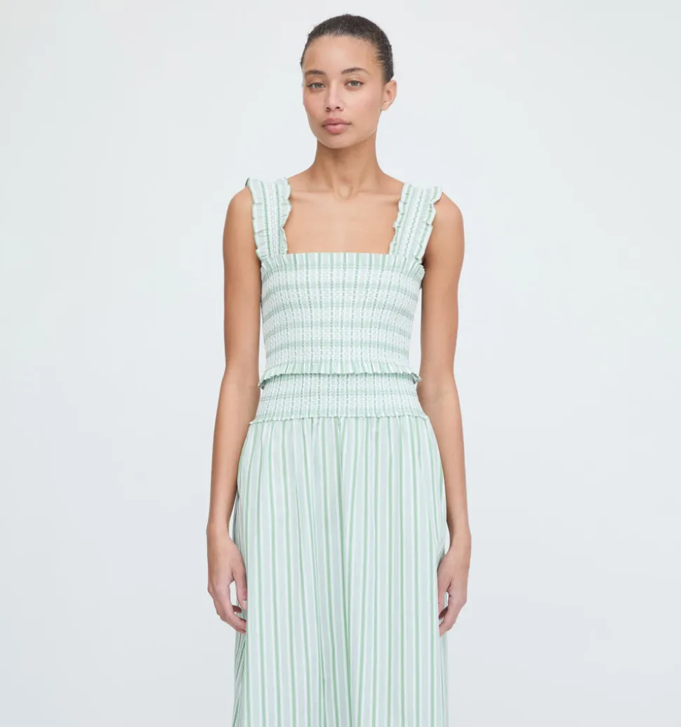 The Delphine Nap Skirt in Apple Green Stripe