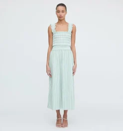 The Delphine Nap Skirt in Apple Green Stripe