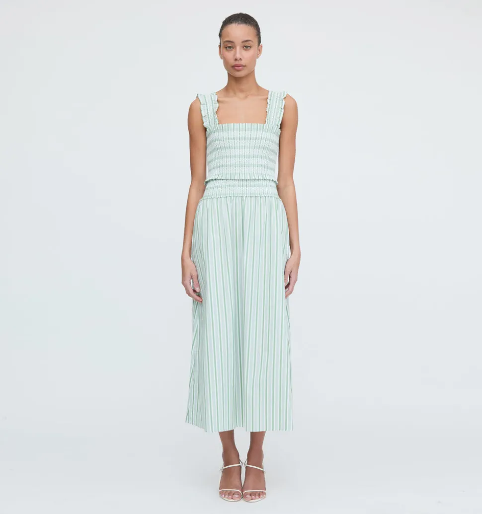 The Delphine Nap Skirt in Apple Green Stripe