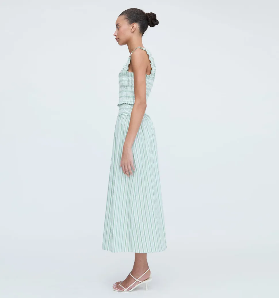The Delphine Nap Skirt in Apple Green Stripe