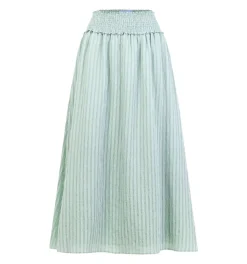 The Delphine Nap Skirt in Soft Green Tonal Seersucker