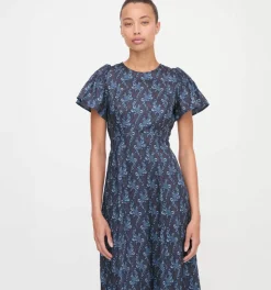 The Dominique Dress in Navy Cala Paisley