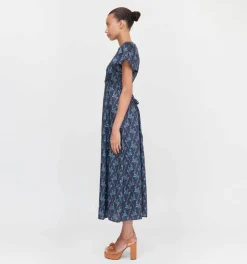 The Dominique Dress in Navy Cala Paisley