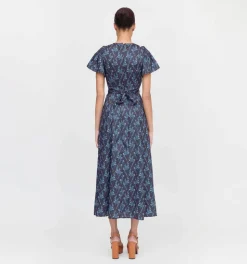 The Dominique Dress in Navy Cala Paisley