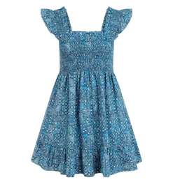 The Elizabeth Nap Dress - Navy Calico Trellis